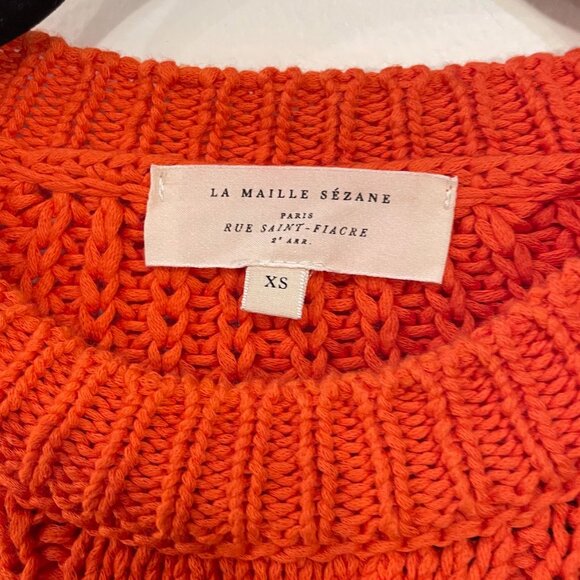 Last Chance! EUC Sezane Jazz 100% Cotton Cable Knit Sweater Orange XS - Picture 6 of 8